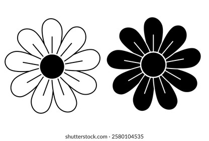 Chamomile flower outline icon on white background
Vector realistic daisy flowers