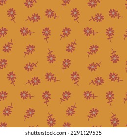 Chamomile flower seamless pattern in naive art style. Cute little daisy floral ornament wallpaper. Simple design for fabric, textile print, wrapping, cover. Vector illustration