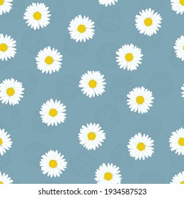 Chamomile flower seamless pattern. Simple spring pattern for fabric and wrapping paper.
