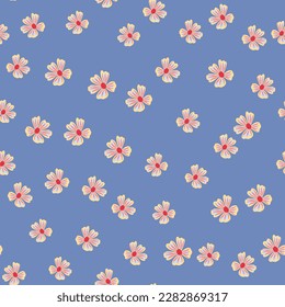 Chamomile flower seamless pattern in simple style. Abstract floral endless background. Design for fabric, textile print, wrapping, cover. Vector illustration