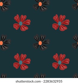 Chamomile flower seamless pattern in simple style. Abstract floral endless background. Design for fabric, textile print, wrapping, cover. Vector illustration