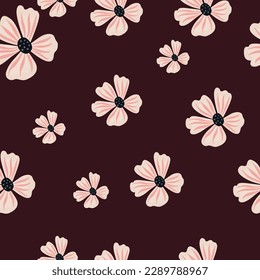 Chamomile flower seamless pattern in simple style. Abstract floral endless background. Design for fabric, textile print, wrapping, cover. Vector illustration