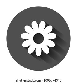 Chamomile flower vector icon in flat style. Daisy illustration with long shadow. Camomile sign concept.