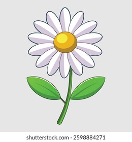 Chamomile flower Vector illustration in cartoon childish style Isolated funny clipart