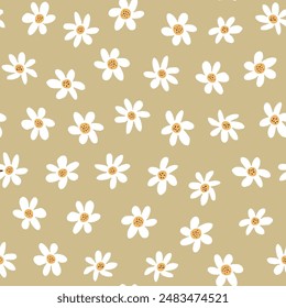 chamomile flower vector seamless pattern.
