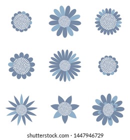 Chamomile flowers background. Vector seamless pattern with stylized daisies or chamomiles in retro scandinavian style with hand drawn elements.