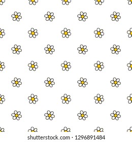 Chamomile flowers hand drawn vector seamless pattern. Nature daisies background in modern style. Floral texture for surface design, textile, wrapping paper, wallpaper, phone case print, fabric.