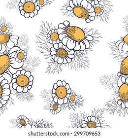 chamomile flowers and leaves