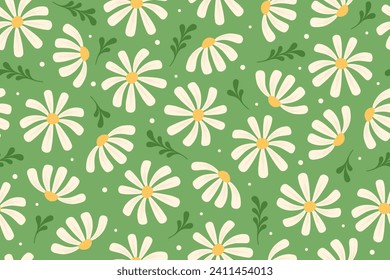 Flores de camomila sin fisuras. Fondo floral, papel envolvente, papel tapiz.