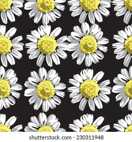 chamomile flowers seamless pattern, vector illustration