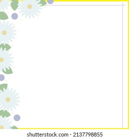 chamomile frame corner. Spring decoration frame design. Spring bouquet. Floral branch. Vector illustration. stock image. 