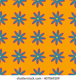 Chamomile geometric seamless pattern. Fashion graphic. Background design. Modern stylish abstract texture. Template for prints, textile, wrapping and decoration, wallpaper. Vector illustration.