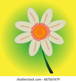 Chamomile in the green and yellow background. By Letowa.