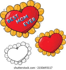Chamomile heart for mom. Funny mother's day art
