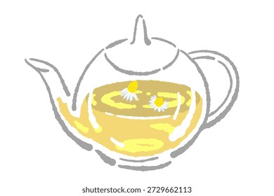 Chamomile Herb Tea Pot Ilustração vetorial
