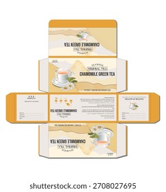 Chamomile herbal tea box packaging template