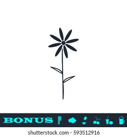Chamomile icon flat. Black pictogram on white background. Vector illustration symbol and bonus button