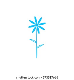 Chamomile icon flat. Blue pictogram on white background. Vector illustration symbol