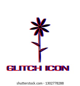 Chamomile icon flat. Simple pictogram - Glitch effect. Vector illustration symbol