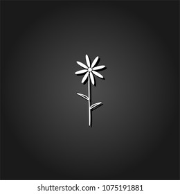 Chamomile icon flat. Simple White pictogram on black background with shadow. Vector illustration symbol