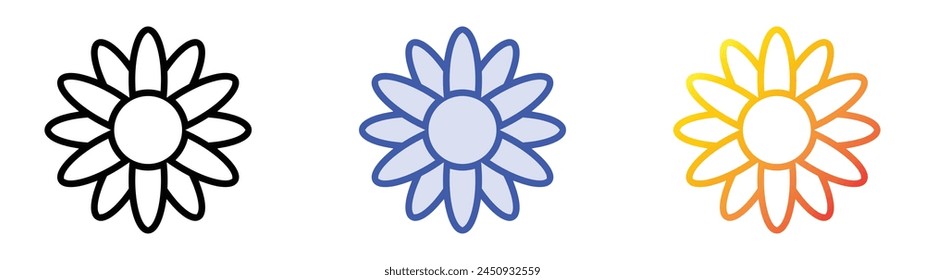 chamomile icon. Linear, Blue Fill and Gradient Style Design Isolated On White Background