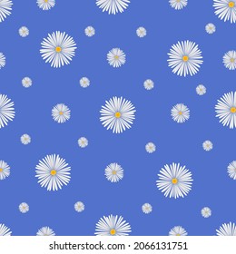chamomile on a blue background. seamless floral print. suitable for fabric or printing