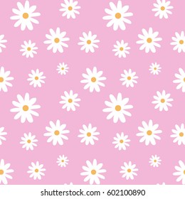 chamomile on a light pink pastel background pattern seamless vector