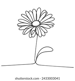 Chamomile One line drawing art. Vector illustration