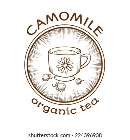 Chamomile organic tea. Label template.