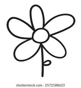 Chamomile. Outline design. Isolated icon. Black color. Illustration on white background.