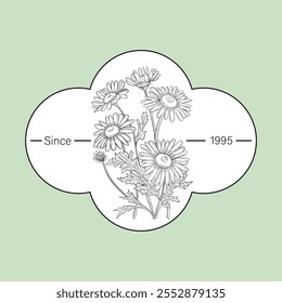 Camomila delineia o logótipo ecológico orgânico natural botânico 