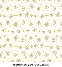 Chamomile pattern 1970. Retro Pattern 1970s. Bright stars on a pattern in the style of 1970. Groovy wave