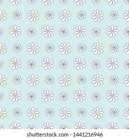 chamomile pattern colorful line girl tee illustration art vector 