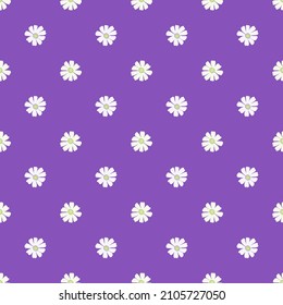 Chamomile pattern seamless in freehand style. Spring flowers on colorful background. Vector illustration for textile prints, fabric, banners, backdrops and wallpapers.