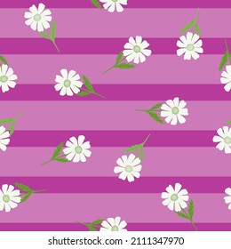 Patrón de camomila sin fisuras en estilo de mano libre. Flores de primavera sobre fondo colorido. Ilustración vectorial para impresiones textiles, tela, carteles, fondo y papel pintado.