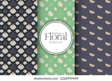 Chamomile pattern set, seamless vector pattern