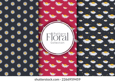 Chamomile pattern set, seamless vector pattern