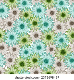 Chamomile pretty vector repeat rapport. Rudbeckia daisy bloom with transparent petals. Decorative garden flowers scrapbooking swatch. Adorable botanical background.