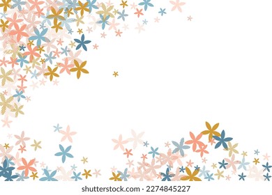 Chamomile primitive flowers vector design. Cute field bloom elements scattered. Cinco De Mayo holiday pattern. Modern flowers Chamomile abstract bloom. Tabby petals.