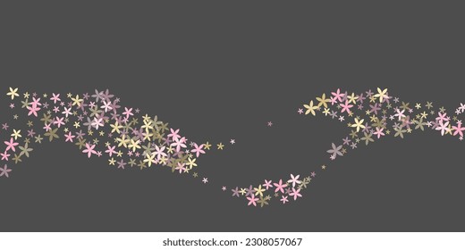 Chamomile primitive flowers vector illustration. Pretty garden floral elements scattered. Easter holiday pattern. Cartoon flowers Chamomile simple blossom. Stripy petals.