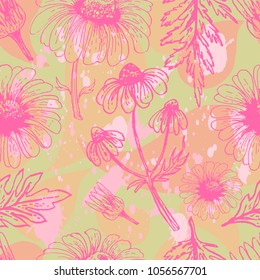Chamomile seamless pattern.