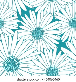 Chamomile. Seamless pattern chamomile monochrome