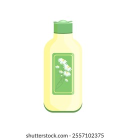 Chamomile shower gel isolated on a white background.Vector illustration of a body care item.