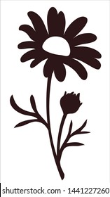 Chamomile silhouette. Decorative flower. Vector illustration