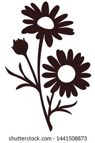 Chamomile silhouette. Decorative flower. Vector illustration