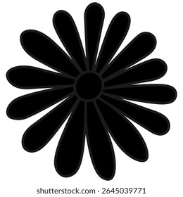 Camomila. Silhueta. Flor selvagem com pétalas em torno do núcleo. Ilustração vetorial. Fundo branco isolado. Estilo de desenho animado. Ideia para web design.
