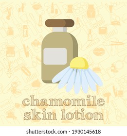 ilustración plana del vector de loción de la piel de camomila, ilustración del vector cosmético de camomila