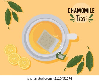 chamomile tea lettering and cup poster