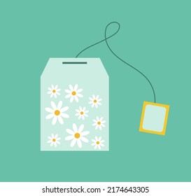 Kamillentee, Teebeutel, Blumenbeutel. Kräutertee, gesundes Getränk 