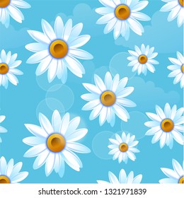 Chamomile white, spring or summer flowers. Seamless pattern. Vector illustration EPS10